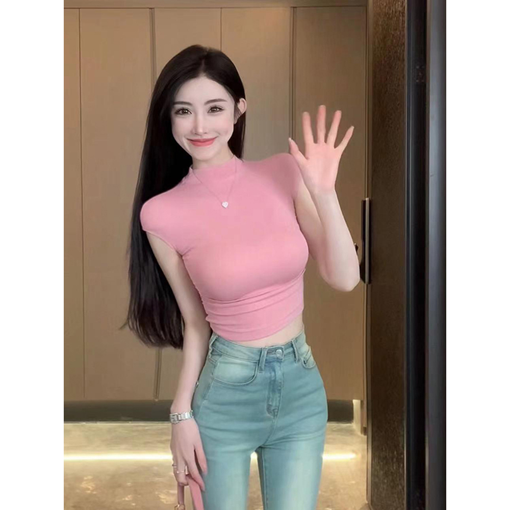 T Shirt Tight Fit - T-shirt Rosa a Maniche Corte da